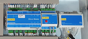 Der elektrische Anschlußkasten inkl. Hauptschalter und Sicherungselementen ist seitlich am Gerät montiert. Alle weiteren Informationen zum elektrischen Anschluß finden Sie im Elektro-Leitfaden für das CX3000-Gerät.